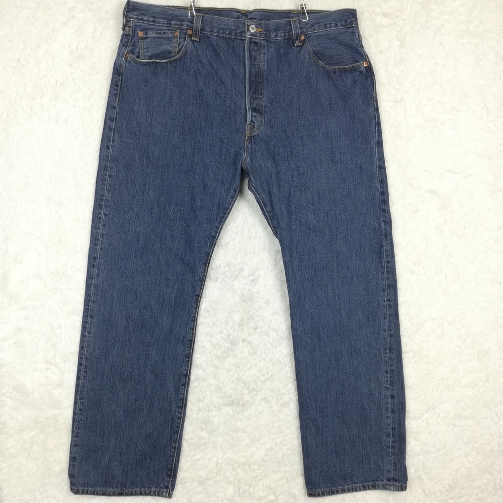 Levi's Mens Jeans 501 Straight Fit Button Fly Blue Denim Medium Indigo 42x32